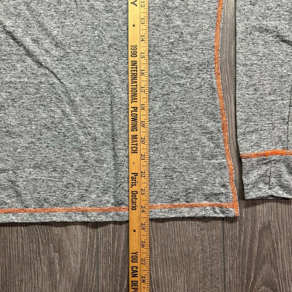 Harley-Davidson Womens Small Gray Orange Stitch Long Sleeve V-Neck Shirt Y2K - Picture 6 of 8